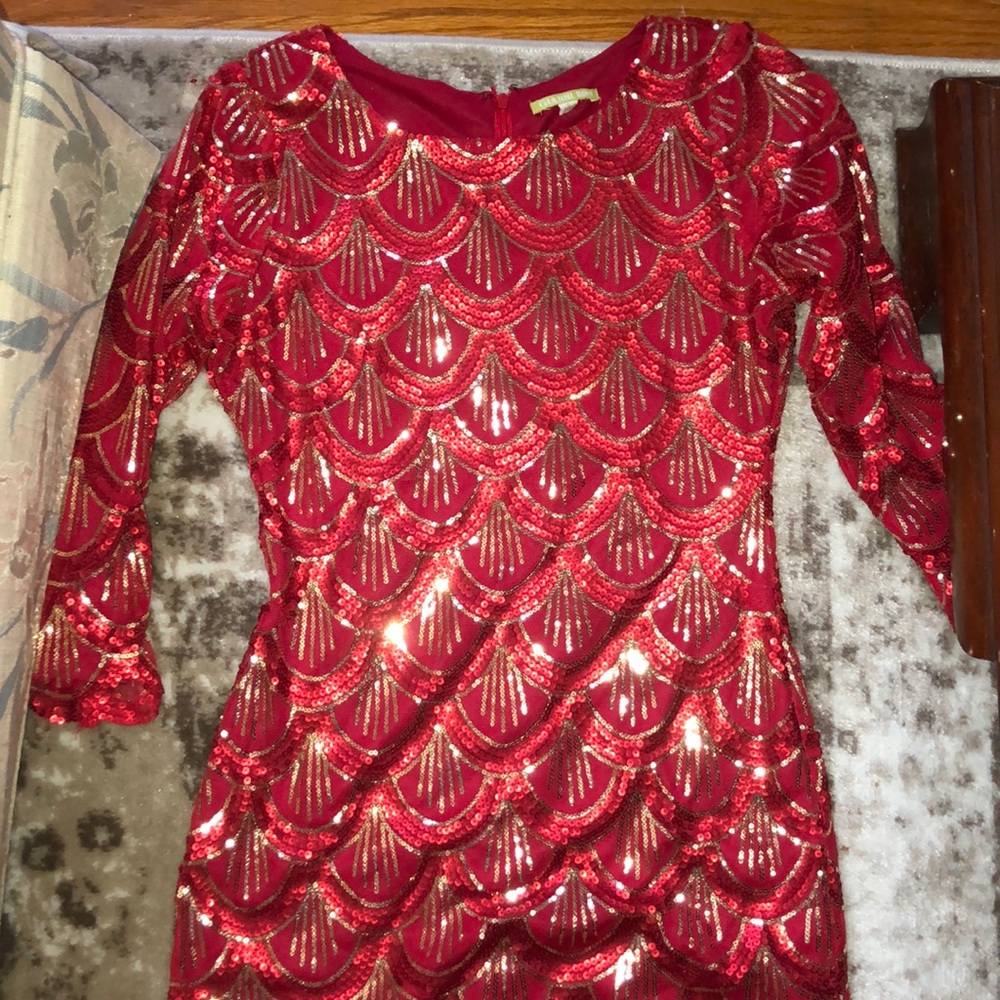 Red and Gold Sparkled Dress